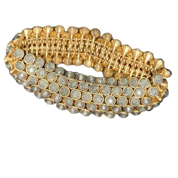 Vintage Jewelry - Vintage Gold Tone Smoky Stone Bracelet